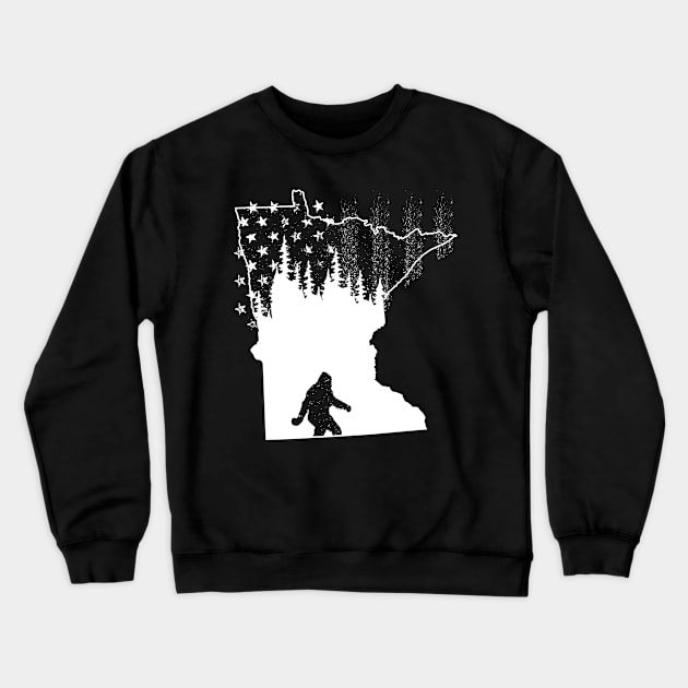 Minnesota Bigfoot American Flag Crewneck Sweatshirt by Tesszero